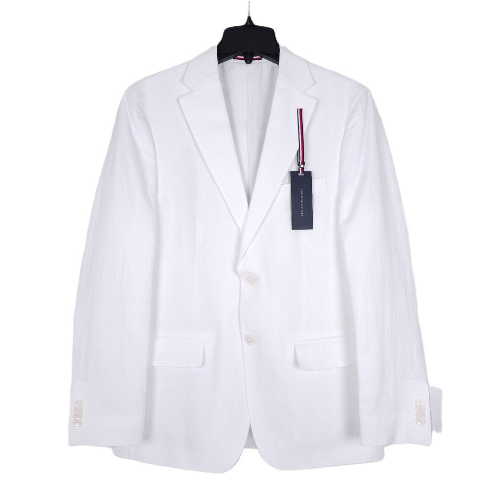 Tommy Hilfiger Mens Modern Fit Linen Sport Coat Blazer 42S White Solid NWT